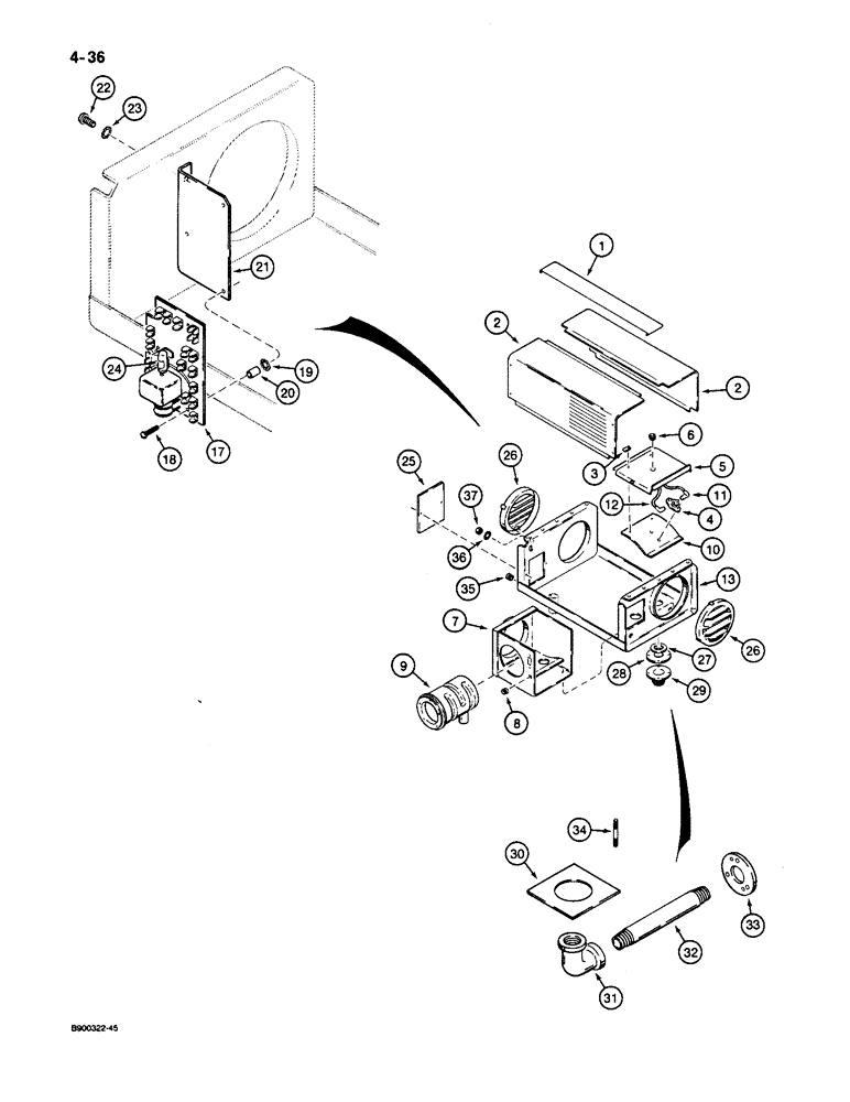 Схема запчастей Case 1085C - (4-36) - LIQUID PROPANE FIRED HEATER, CASE, COVERS, AND HEAT EXCHANGER (04) - ELECTRICAL SYSTEMS