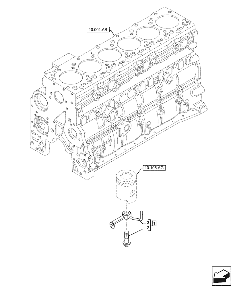 Схема запчастей Case F4HFE613F B004 - (10.304.AR) - PISTON COOLING NOZZLE (10) - ENGINE