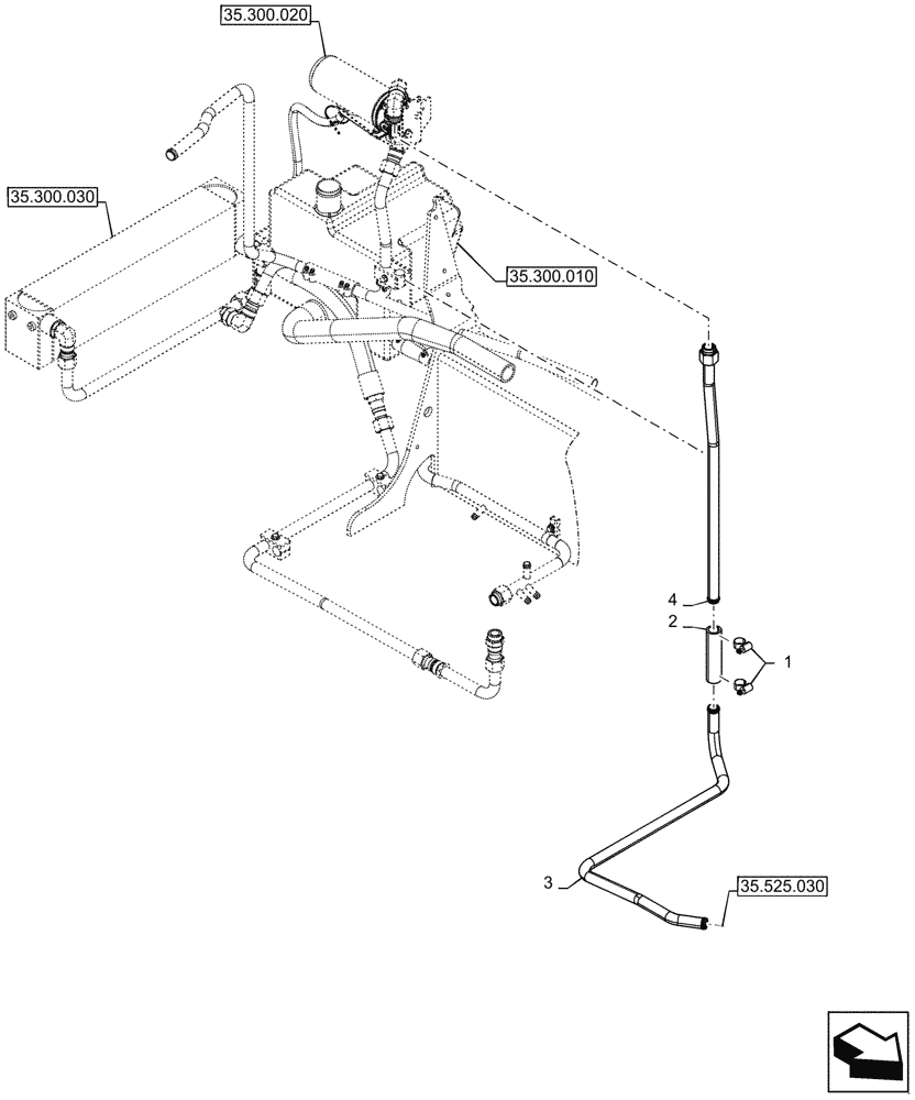 Схема запчастей Case TR340 - (35.100.010) - SUPPLY HYDRAULIC LINES (35) - HYDRAULIC SYSTEMS