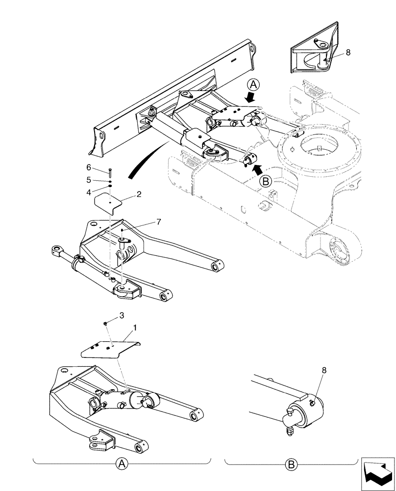 Схема запчастей Case CX50B - (02-019) - DOZER GROUP, ANGLE DOZER (86) - DOZER