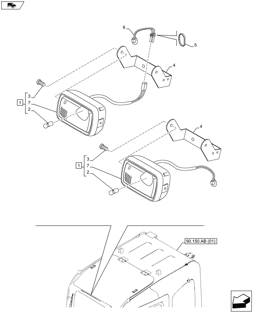 Схема запчастей Case CX80C - (55.404.BS[05]) - WORK LIGHT (ANZ) (55) - ELECTRICAL SYSTEMS