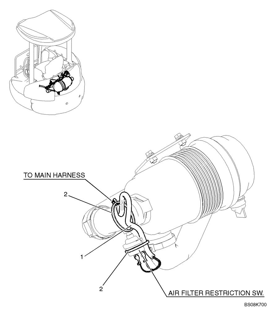 Схема запчастей Case CX27B BTW - (01-077) - HARNESS ASSY (CLEANER AIR) (PM11E00005F1) (55) - ELECTRICAL SYSTEMS