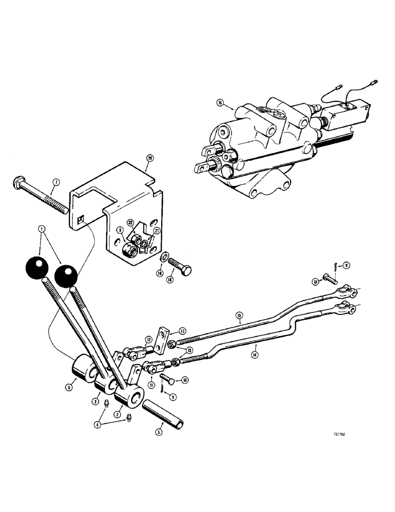 Схема запчастей Case 680CK - (164) - LOADER CONTROLS, 2 SPOOL VALVE AND LEVERS (35) - HYDRAULIC SYSTEMS