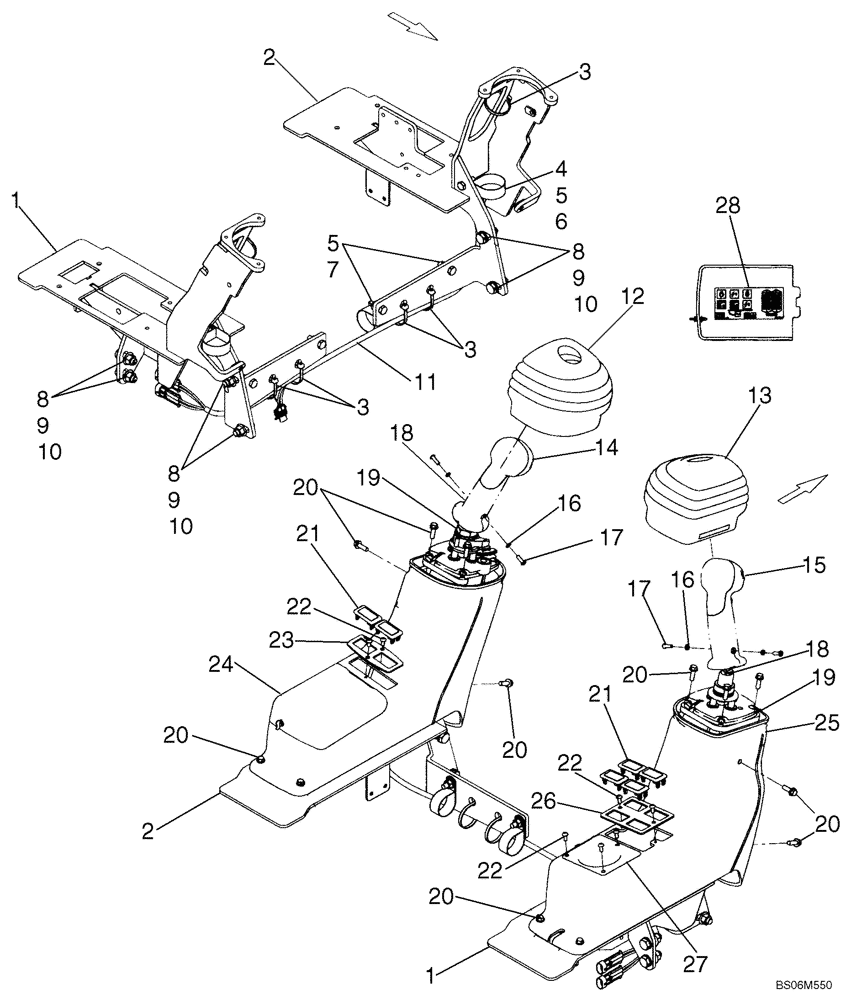 Схема запчастей Case 465 - (09-10A) - JOYSTICK CONTROL, MOUNTING (MODELS WITH PILOT CONTROL) (09) - CHASSIS