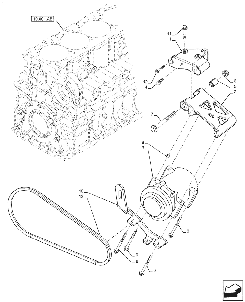 Схема запчастей Case F4HFE613F B004 - (50.200.AA) - AIR CONDITIONING COMPRESSOR (50) - CAB CLIMATE CONTROL