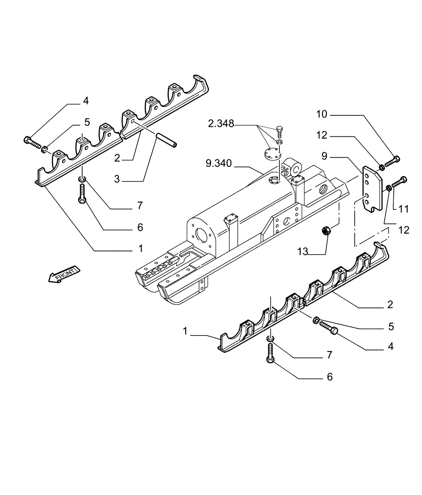 Схема запчастей Case 1850K LT - (9.354[01]) - TRACK ROLLER GUARD - OPTIONAL CODE 76078277 (19) - OPTIONS