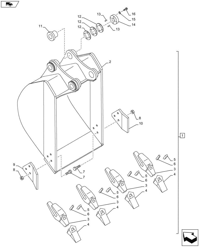 Схема запчастей Case CX80C - (84.100.AB[02]) - VAR - 481196 - BUCKET (L=280MM) ANZ (84) - BOOMS, DIPPERS & BUCKETS