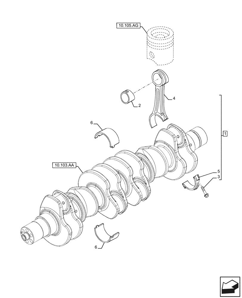 Схема запчастей Case F4HFE613F B004 - (10.105.AB) - CONNECTING ROD (10) - ENGINE