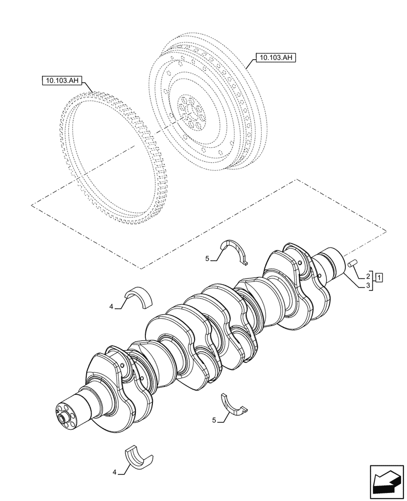 Схема запчастей Case F4HFE613F B004 - (10.103.AA) - CRANKSHAFT (10) - ENGINE