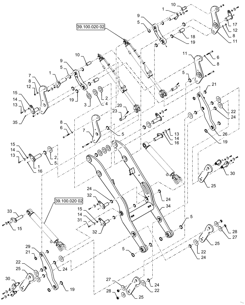 Схема запчастей Case 621G - (39.105.010) - LIFT ARM INSTALLATION, XT/TC (39) - FRAMES AND BALLASTING