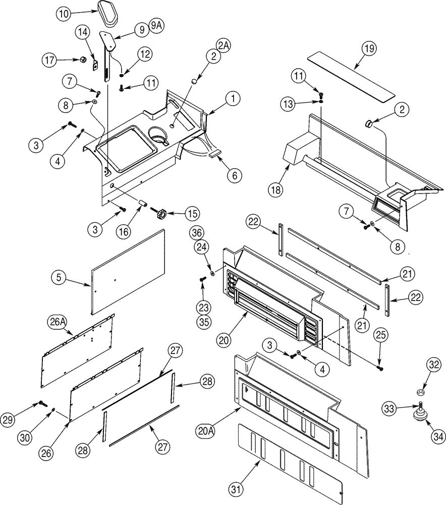 Схема запчастей Case 721C - (09-42) - COVERS - CONSOLE AND WRIST SUPPORT (09) - CHASSIS