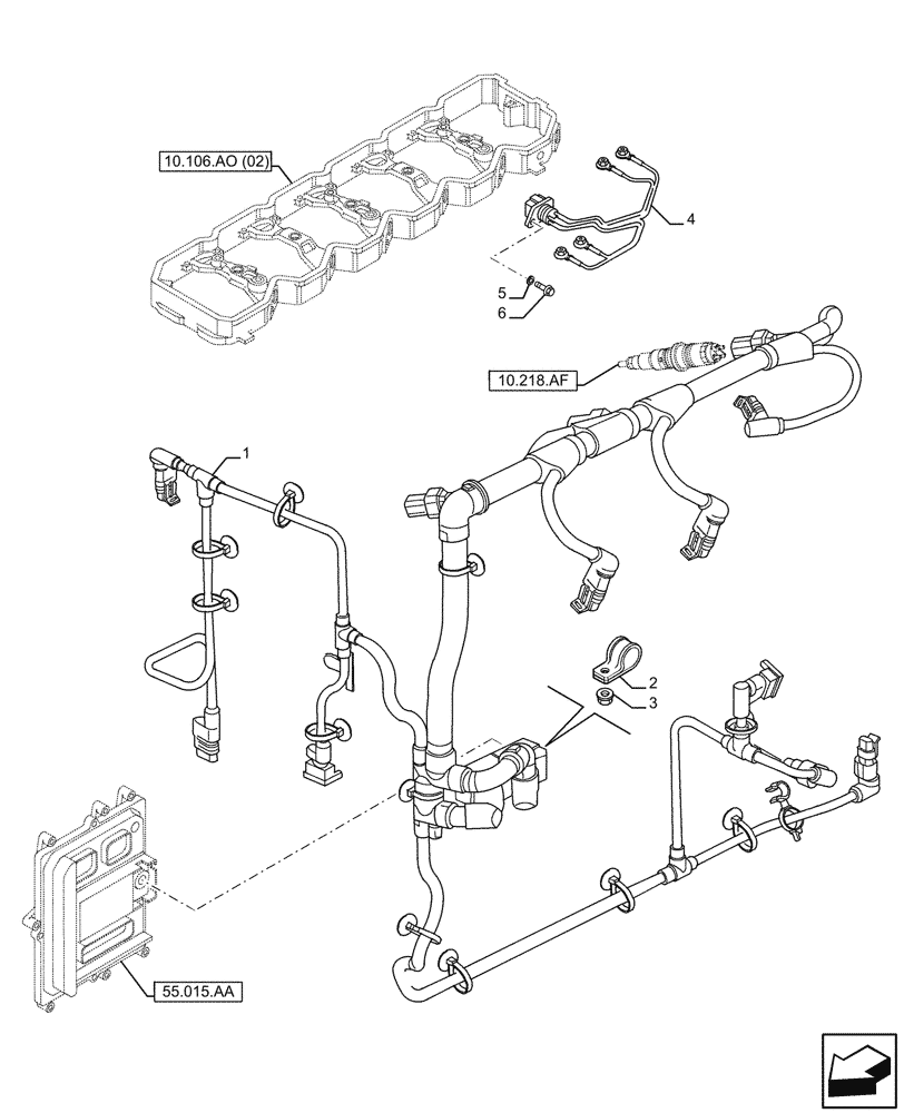 Схема запчастей Case F4HFE613F B004 - (55.010.AA) - WIRE HARNESS (55) - ELECTRICAL SYSTEMS