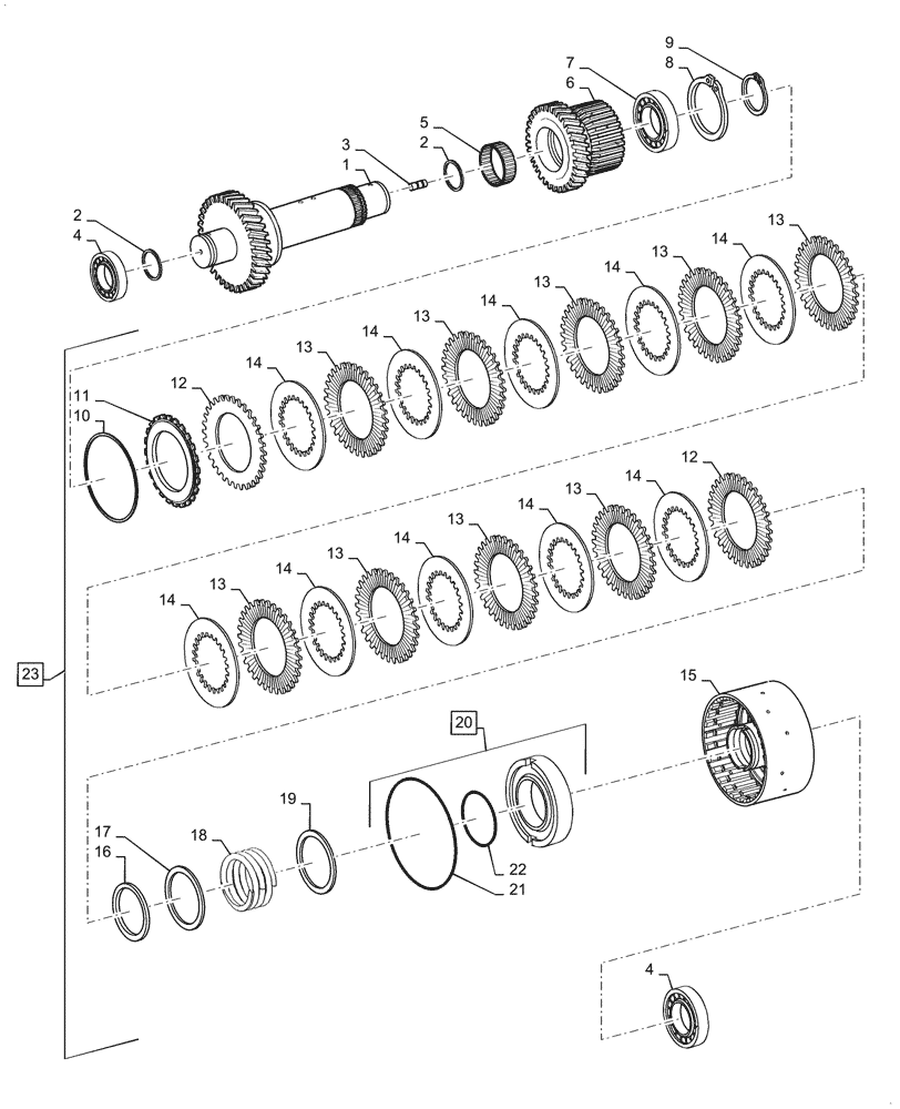 Схема запчастей Case 621G - (21.155.010[08]) - VAR - 424224 - FORWARD CLUTCH ASSEMBLY (21) - TRANSMISSION