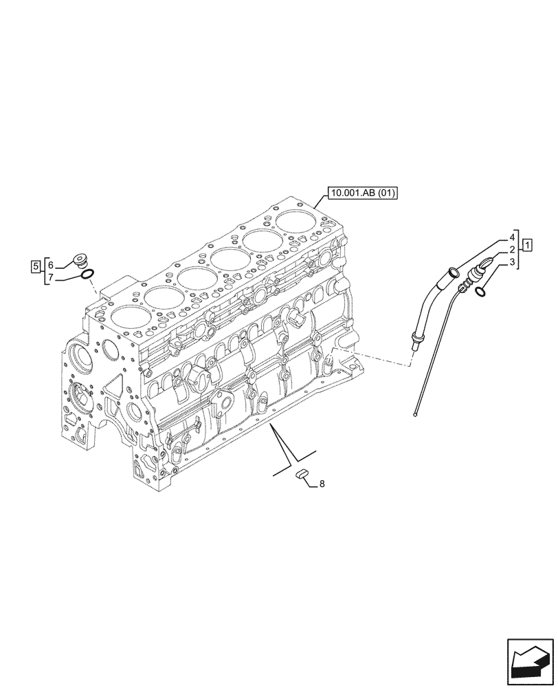 Схема запчастей Case F4HFE613F B004 - (10.304.AS) - DIPSTICK & OIL FILL TUBE (10) - ENGINE