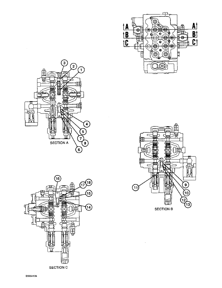 Схема запчастей Case 9060B - (8-186) - 163643A1 AND 171225A1 CONTROL VALVES, MISCELLANEOUS INTERNAL RELIEF VALVES (08) - HYDRAULICS