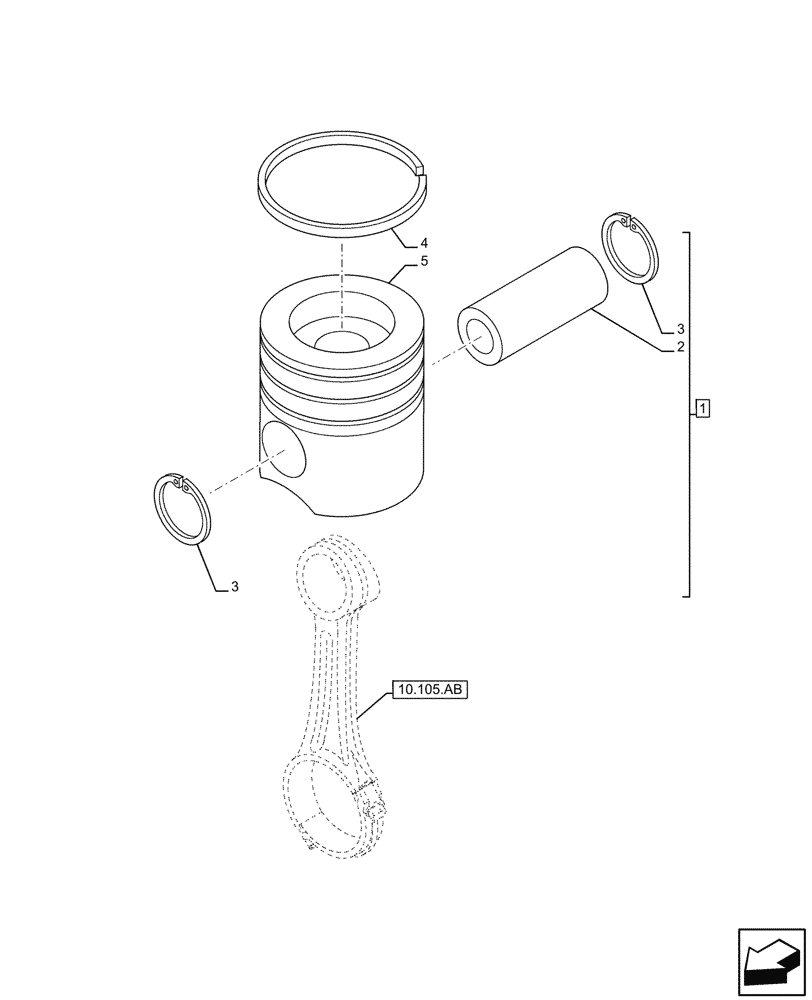 Схема запчастей Case F4HFE613F B004 - (10.105.AG) - PISTON (10) - ENGINE