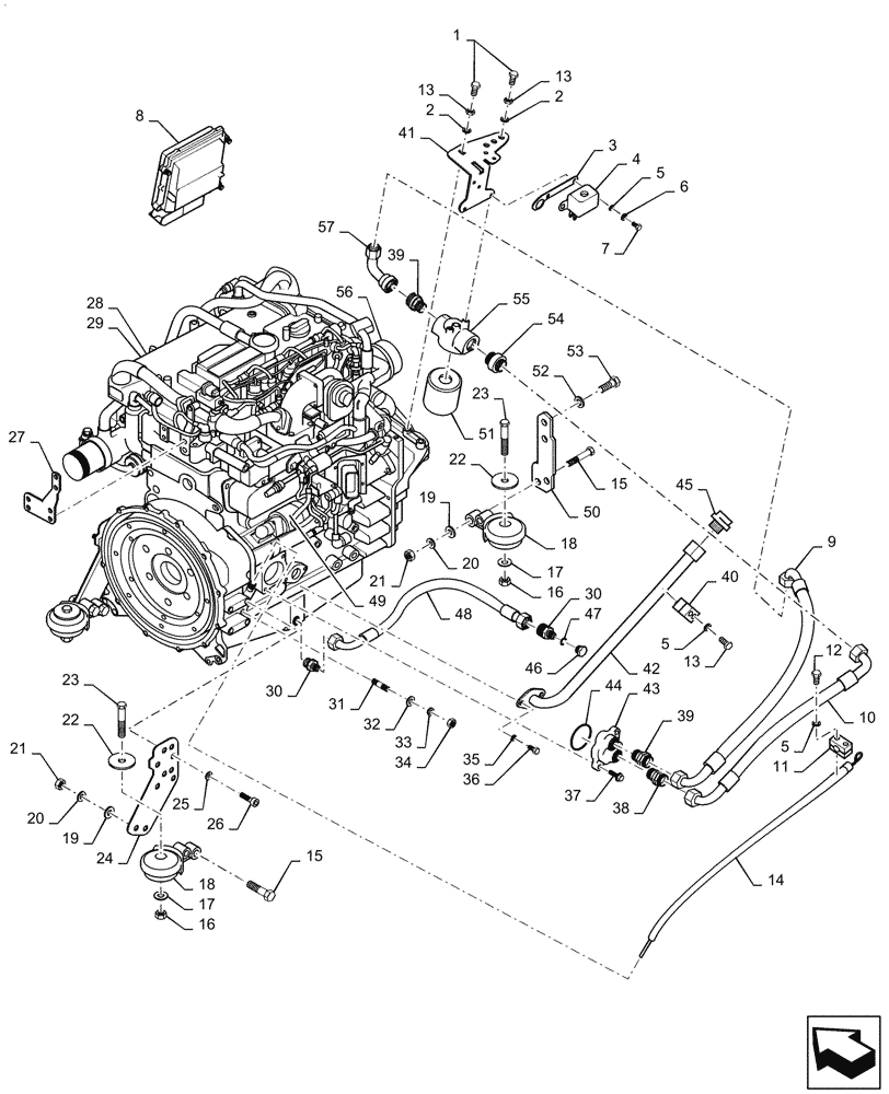 Схема запчастей Case DV209D - (10.001.AK[01]) - ENGINE INSTALLATION (10) - ENGINE