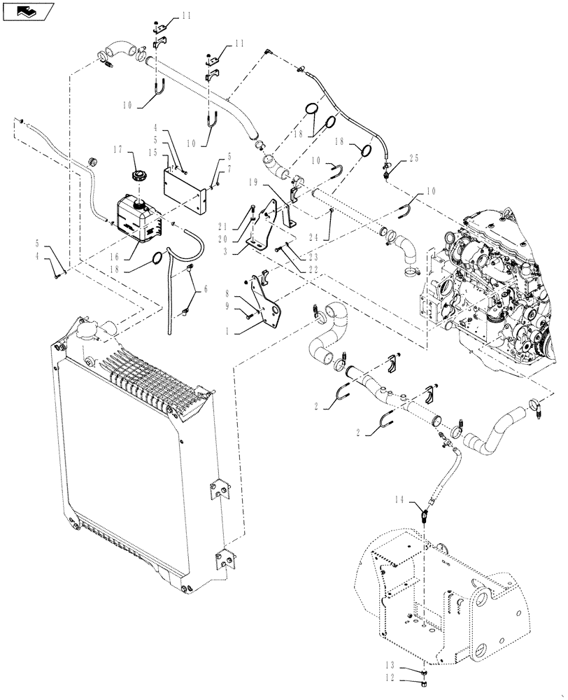 Схема запчастей Case 521F - (10.400.01[01]) - RADIATOR HOSE AND TUBE MOUNTING (10) - ENGINE