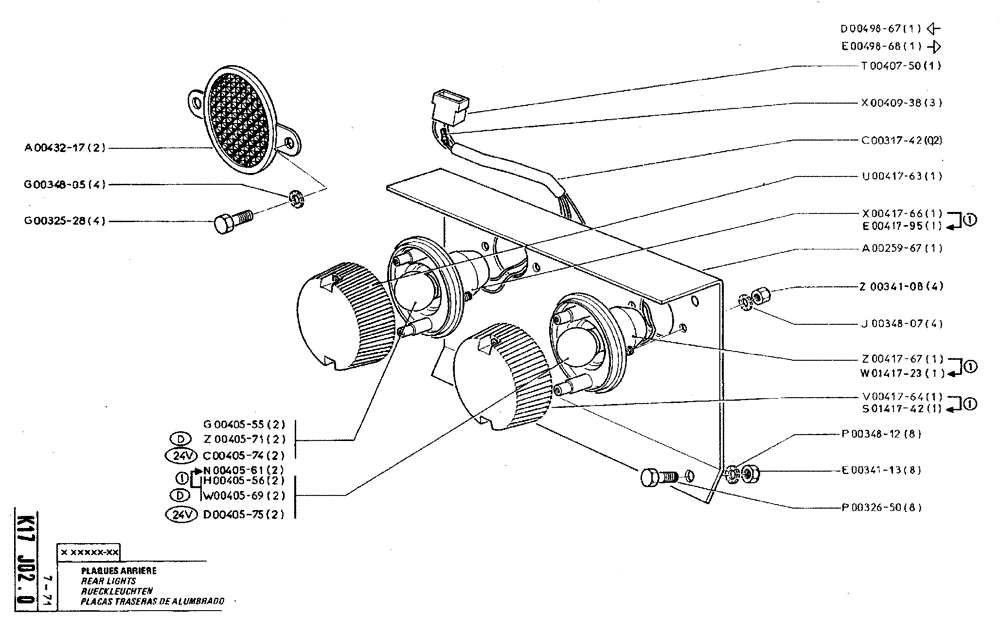 Схема запчастей Case TY45 - (K17 J02.0) - REAR LIGHTS (06) - ELECTRICAL SYSTEMS