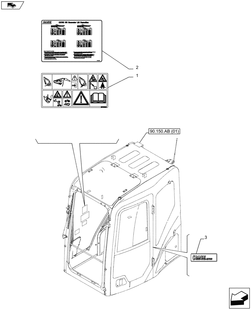 Схема запчастей Case CX75C SR - (90.108.AC[08]) - SAFETY SINGS OR INFORMATIONAL DECALS (ANZ) (90) - PLATFORM, CAB, BODYWORK AND DECALS