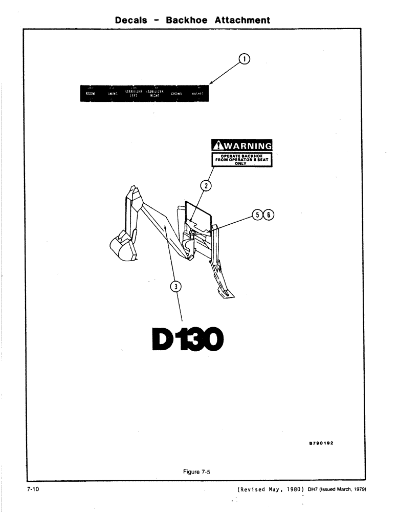 Схема запчастей Case DH7 - (7-10) - DECALS - BACKHOE ATTACHMENT (90) - PLATFORM, CAB, BODYWORK AND DECALS