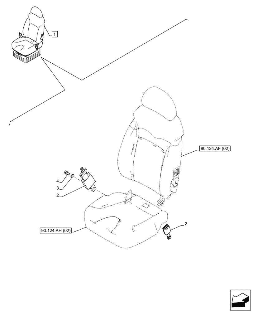 Схема запчастей Case CX130D - (90.151.AD[02]) - VAR - 488035 - SEAT, SAFETY BELT (90) - PLATFORM, CAB, BODYWORK AND DECALS