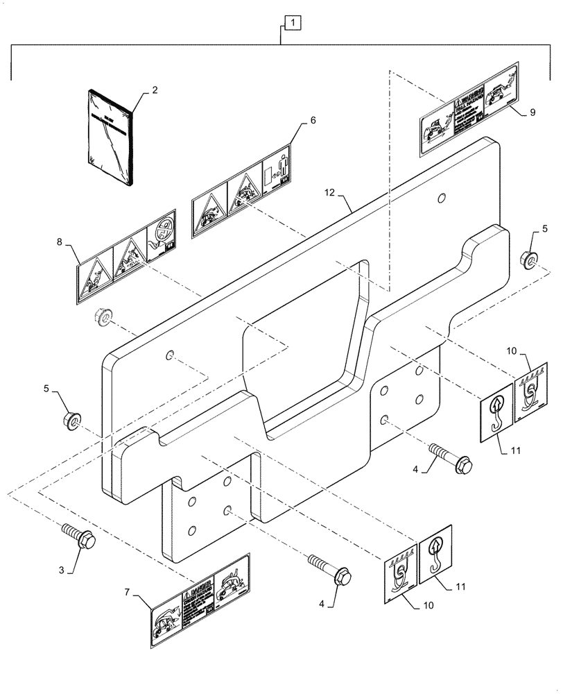 Схема запчастей Case SV300 - (88.100.39[07]) - DIA KIT, FRONT COUNTERWEIGHT (88) - ACCESSORIES