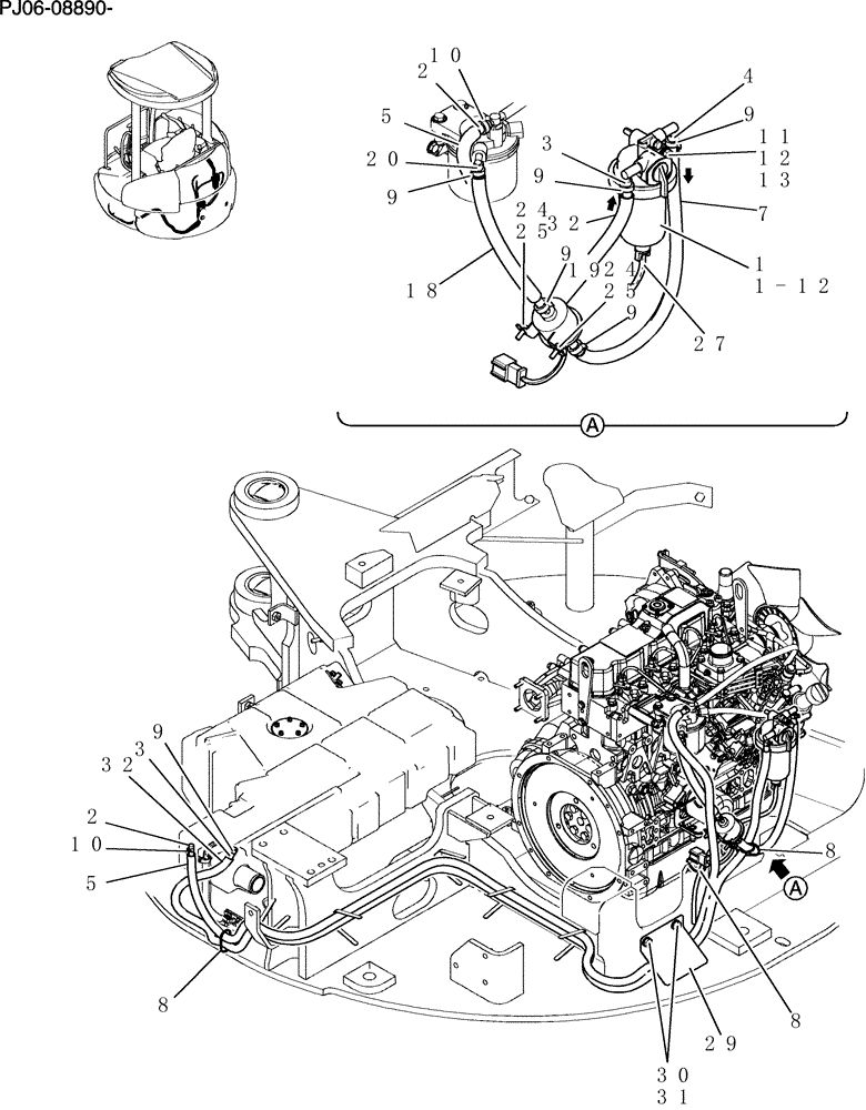 Схема запчастей Case CX50B - (052-01[1]) - FUEL LINES (10) - ENGINE