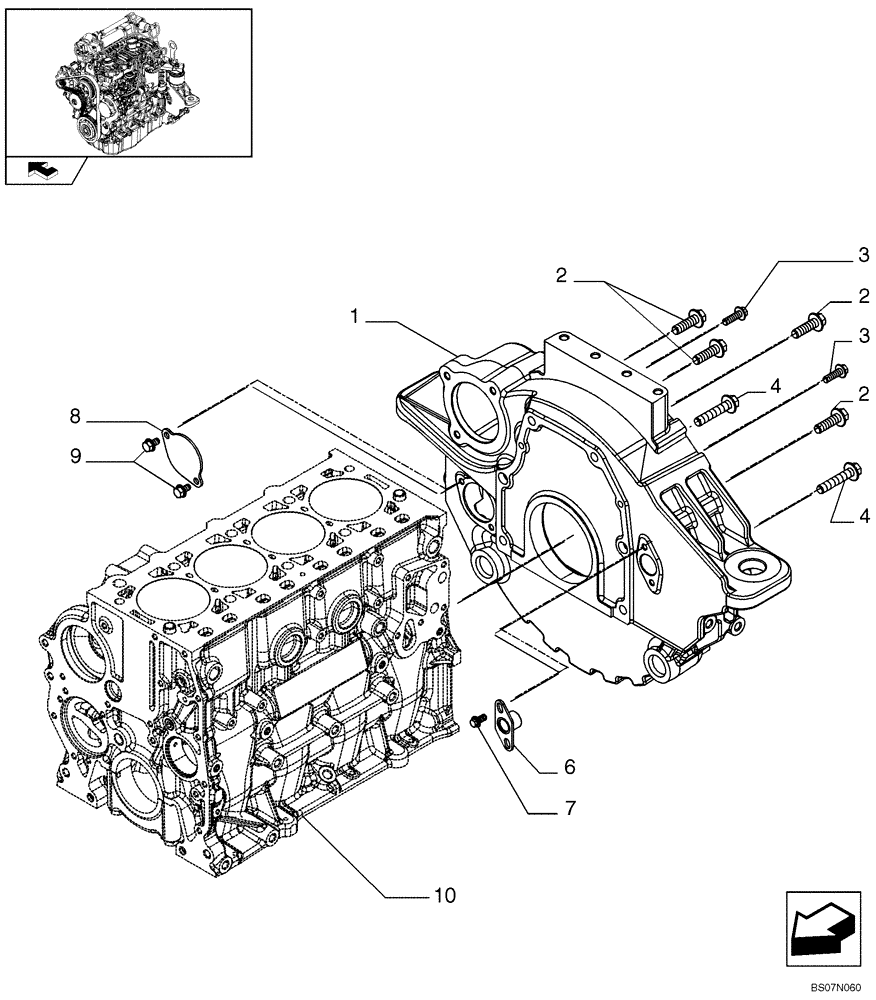 Схема запчастей Case 420 - (02-14) - FLYWHEEL CASE (87546691) (02) - ENGINE