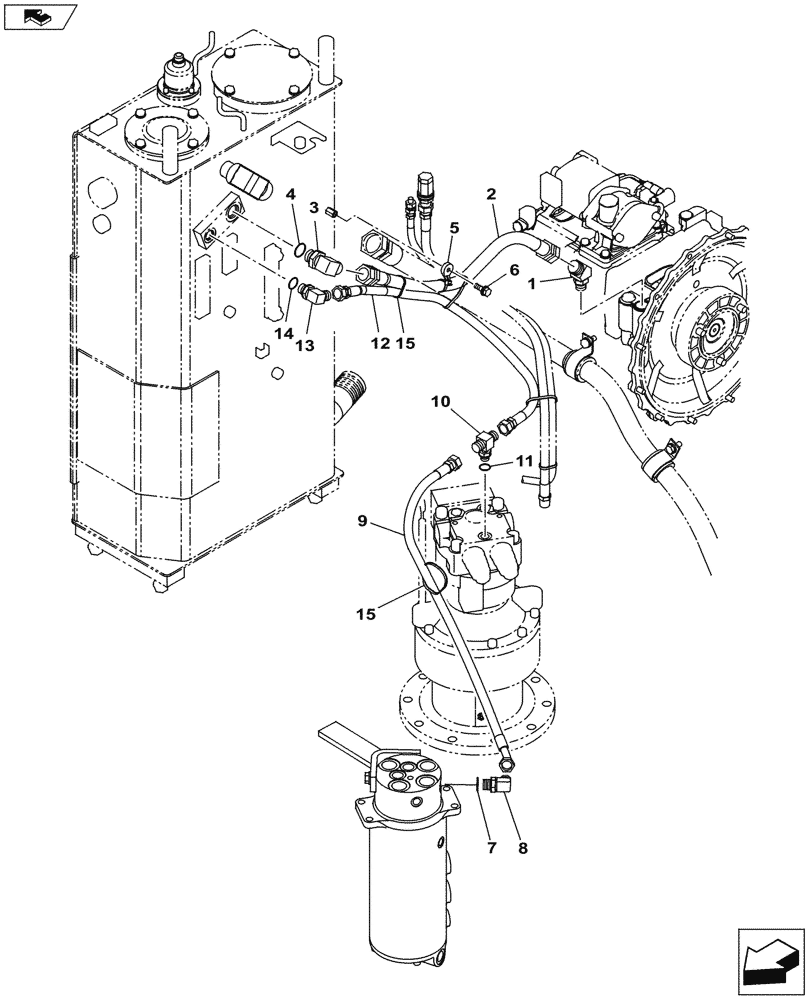 Схема запчастей Case CX145C SR - (35.310.AG) - DRAIN LINE (ANZ) (35) - HYDRAULIC SYSTEMS