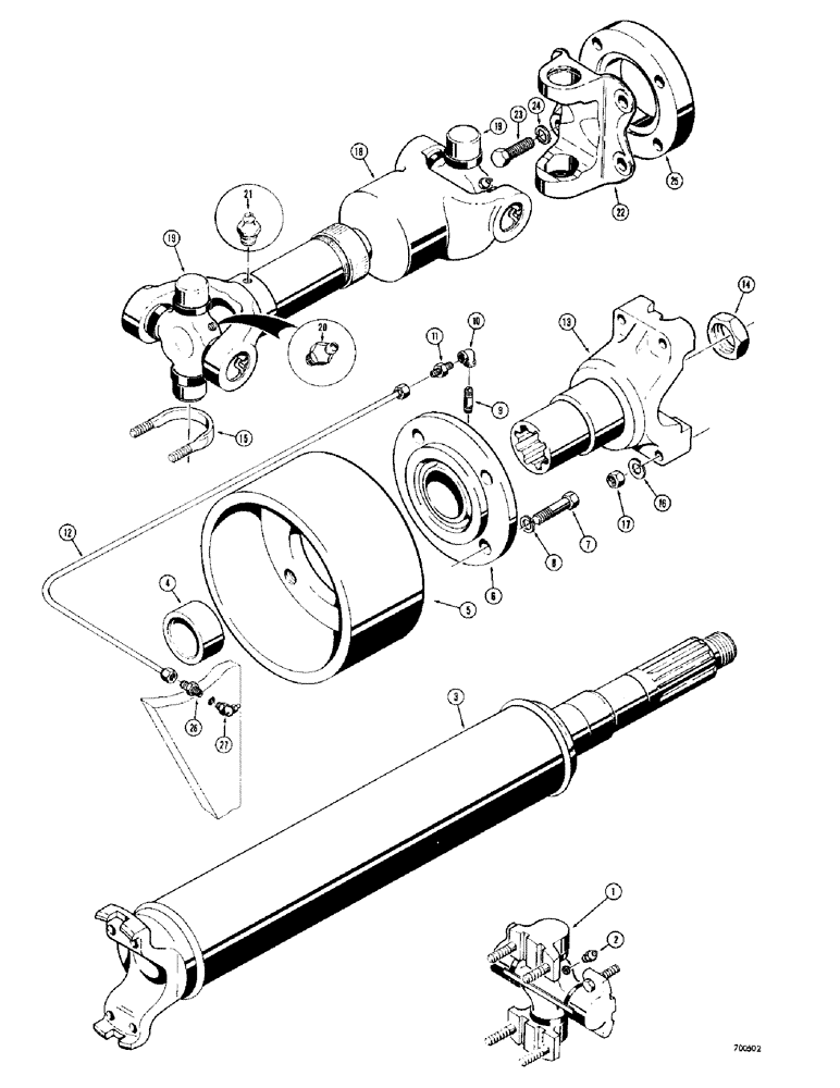 Схема запчастей Case 400C - (146) - POWER SHIFT TRANSMISSION, REAR AXLE DRIVE SHAFT (06) - POWER TRAIN