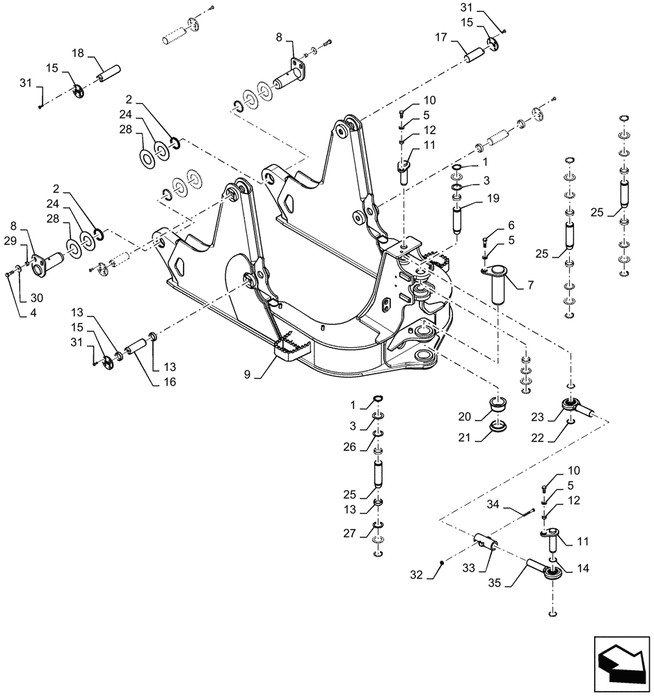 Схема запчастей Case 2050M LGP PAT - (86.124.010) - FRAME C, PITCH AND LINK (86) - DOZER