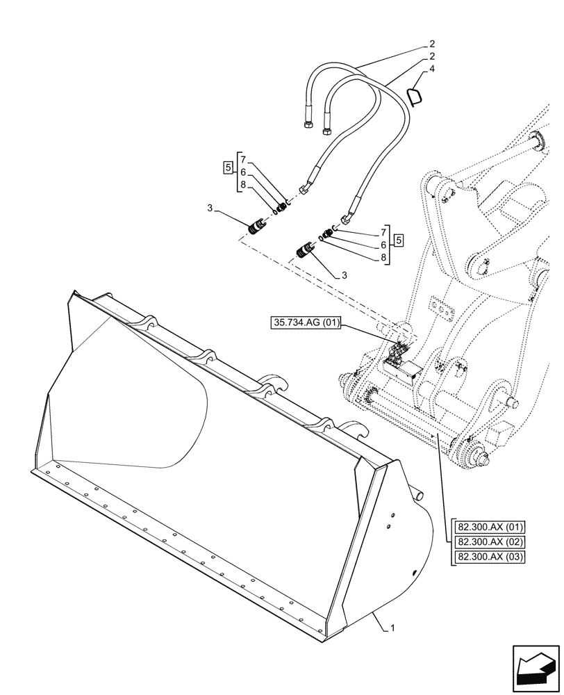 Схема запчастей Case 321F - (89.800.AA[07]) - VAR - 734580 - ATTACHMENT, BUCKET, SIDE DUMP (0.9M³ X 2050MM) (89) - TOOLS