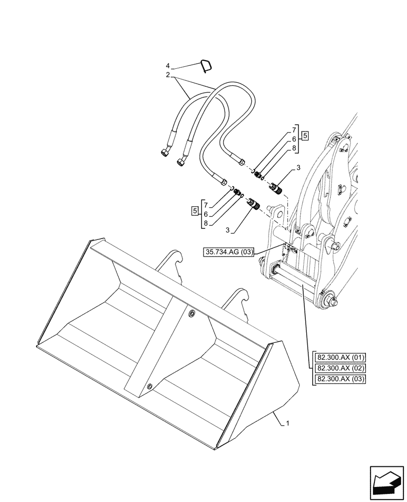 Схема запчастей Case 121F - (89.800.AA[17]) - VAR - 734601 - ATTACHMENT, BUCKET, HIGH TIP (0.8M³ X 1900MM TC) (89) - TOOLS