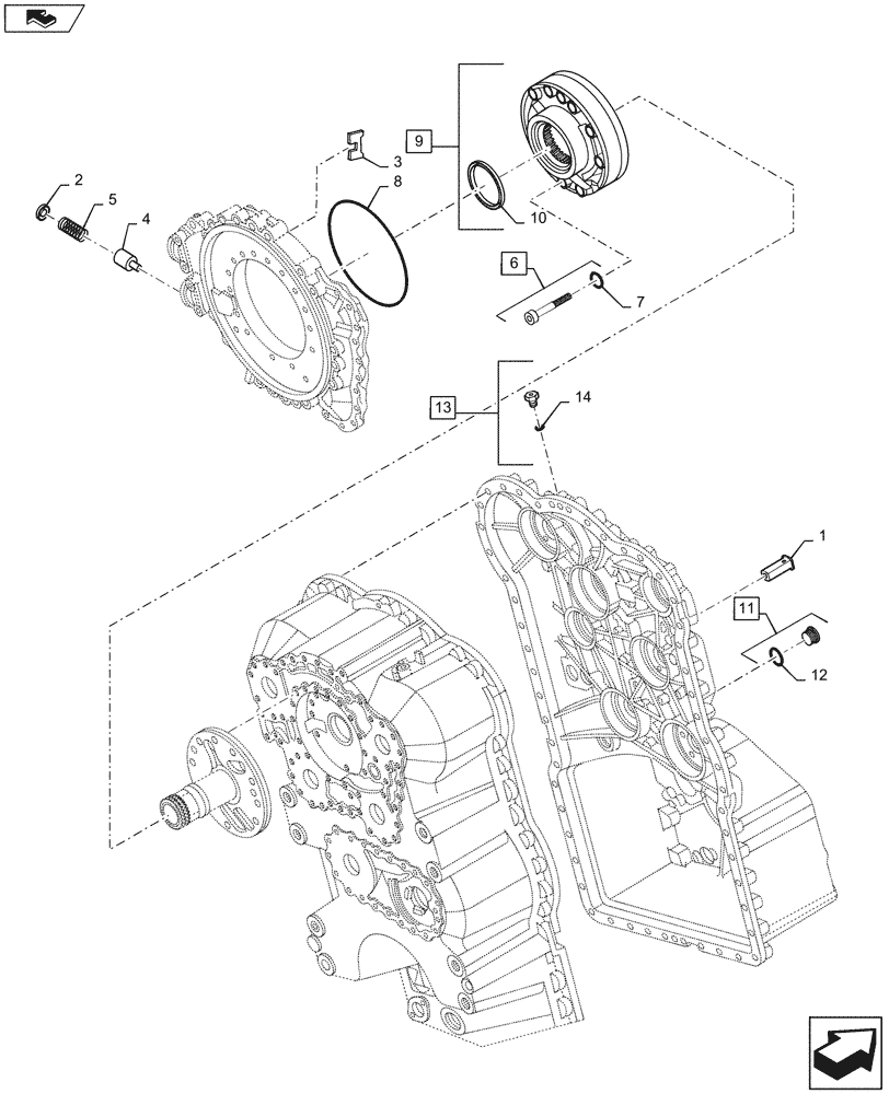 Схема запчастей Case 621G - (21.100.010) - OIL PUMP AND REGULATOR VALVE (21) - TRANSMISSION