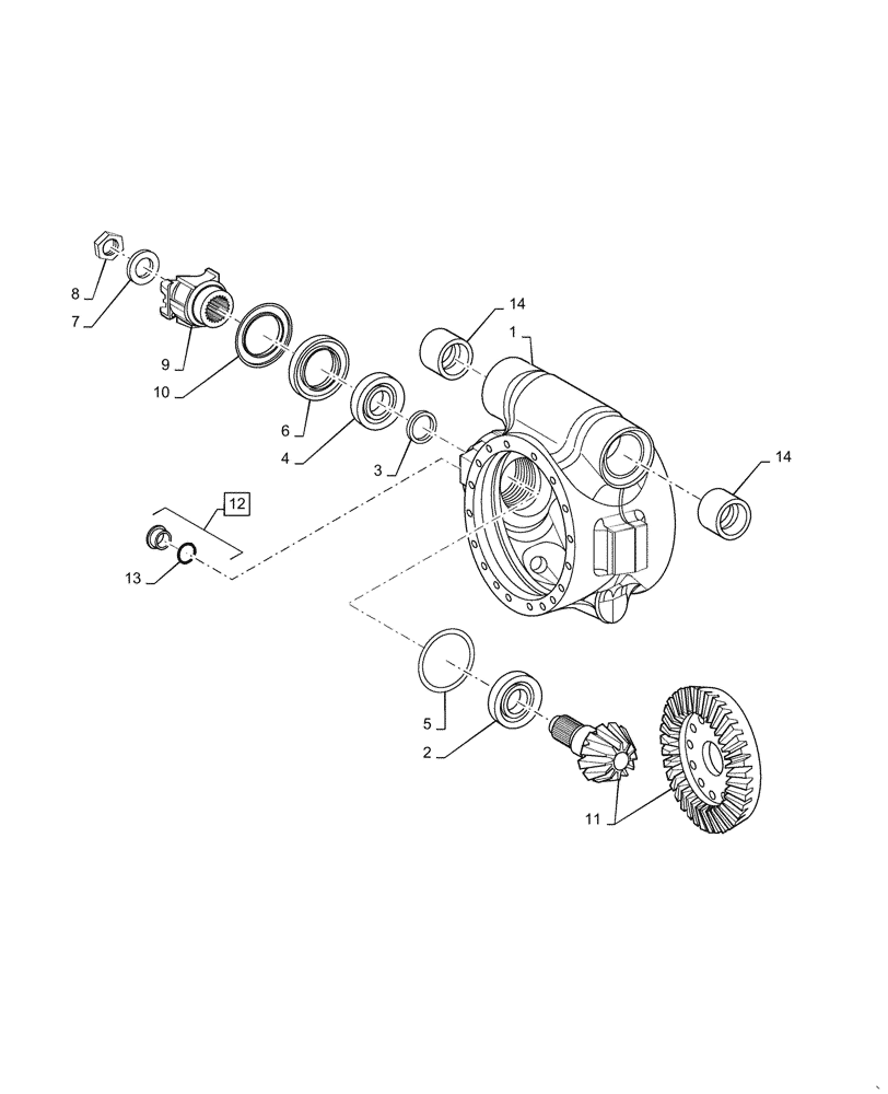 Схема запчастей Case 621G - (27.106.010) - VAR - 782122, 424235 - AXLE HOUSING AND DRIVE (27) - REAR AXLE SYSTEM