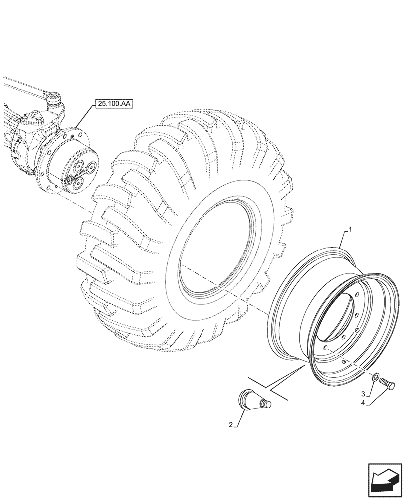 Схема запчастей Case 580SN WT - (44.511.AE) - VAR - 9200015, 423016 - WHEEL, FRONT 12.5/80 X 18, 10PR - 4WD (44) - WHEELS