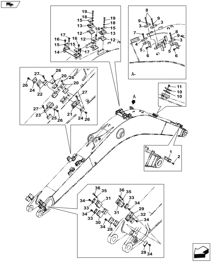 Схема запчастей Case CX145C SR - (84.910.AC[11]) - VAR - 781128 - CLAMP, BOOM 012 (ANZ) (84) - BOOMS, DIPPERS & BUCKETS