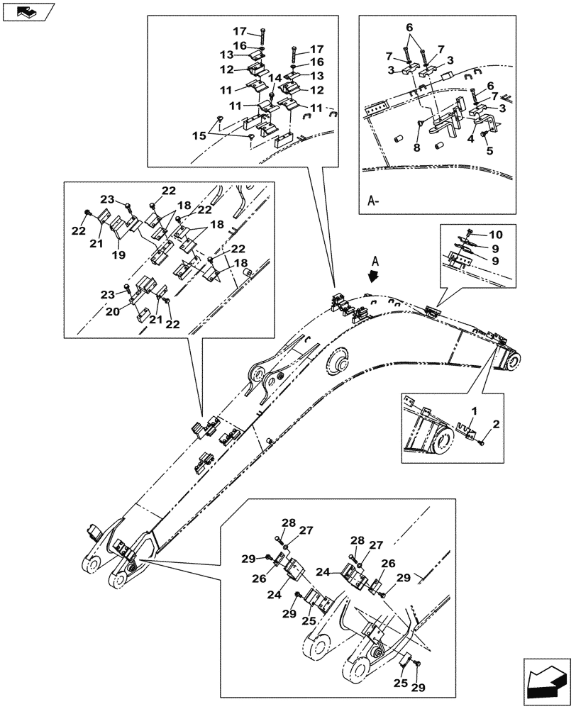 Схема запчастей Case CX145C SR - (84.910.AC[12]) - VAR - 781128, 481064 - CLAMP, BOOM HBVC 01 (ANZ) (84) - BOOMS, DIPPERS & BUCKETS