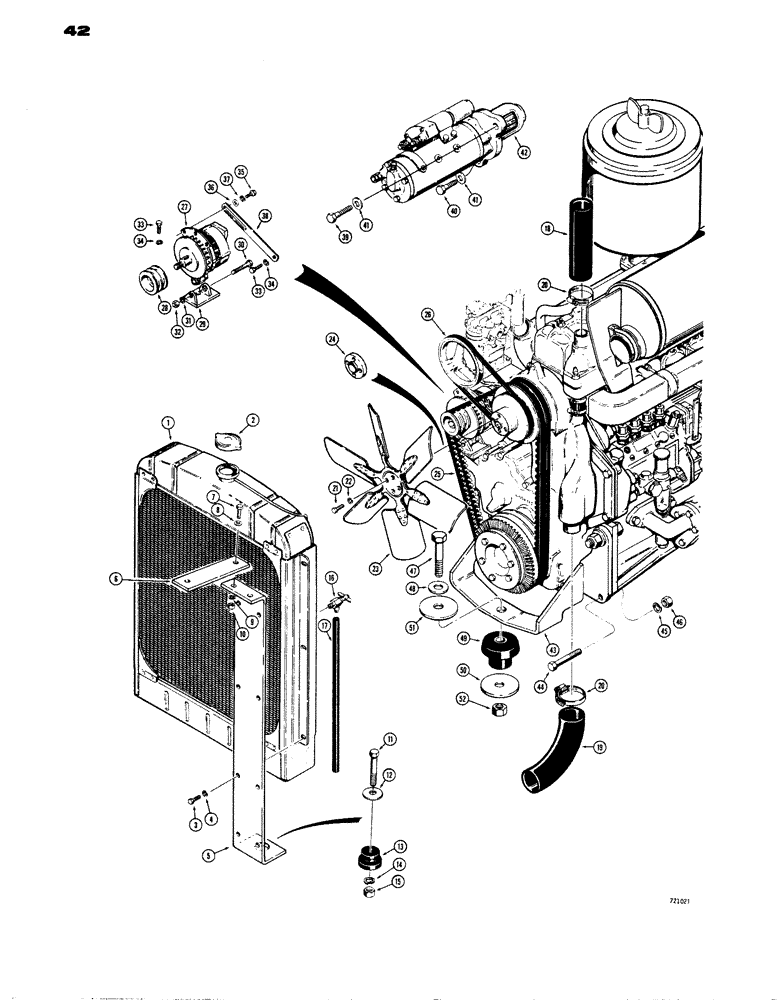 Схема запчастей Case W14 - (042) - ENGINE, RADIATOR AND RELATED PARTS (02) - ENGINE