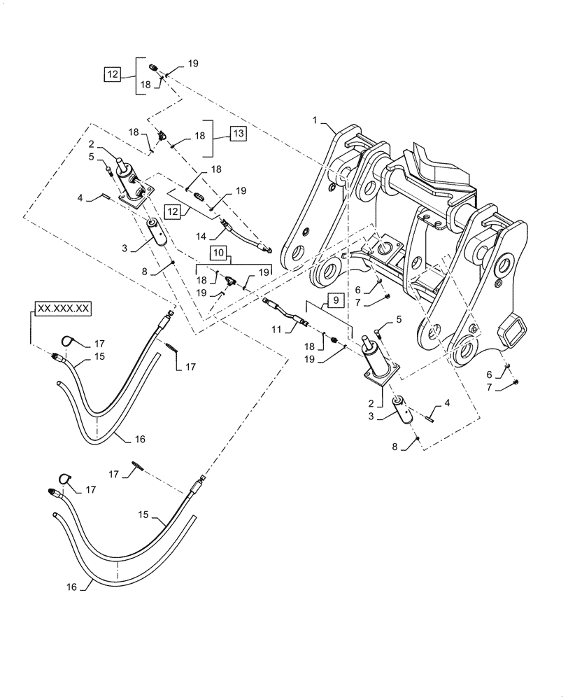 Схема запчастей Case 621G - (82.100.050) - VAR - 734006, 734008, 734009 - ACS QUICK COUPLER, XT/TC (82) - FRONT LOADER & BUCKET