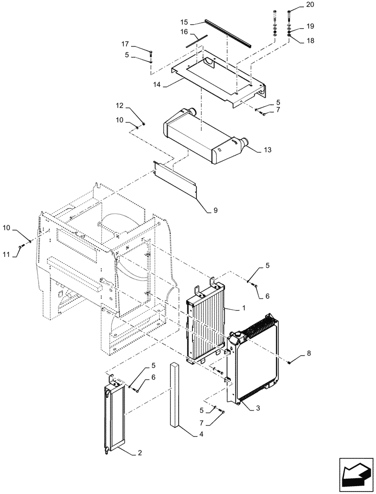 Схема запчастей Case 621G - (10.400.020) - COOLER INSTALLATION, HEAVY DUTY (10) - ENGINE