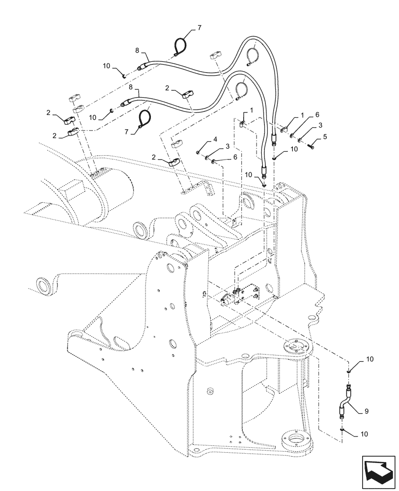 Схема запчастей Case 621G - (35.701.060) - COUPLER LINE INSTALLATION, XR LOADER ONLY (35) - HYDRAULIC SYSTEMS