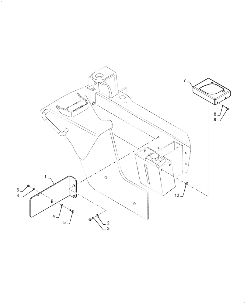 Схема запчастей Case 621G - (90.116.050) - FENDER SUPPORT BRACKET, RIGHT HAND (90) - PLATFORM, CAB, BODYWORK AND DECALS