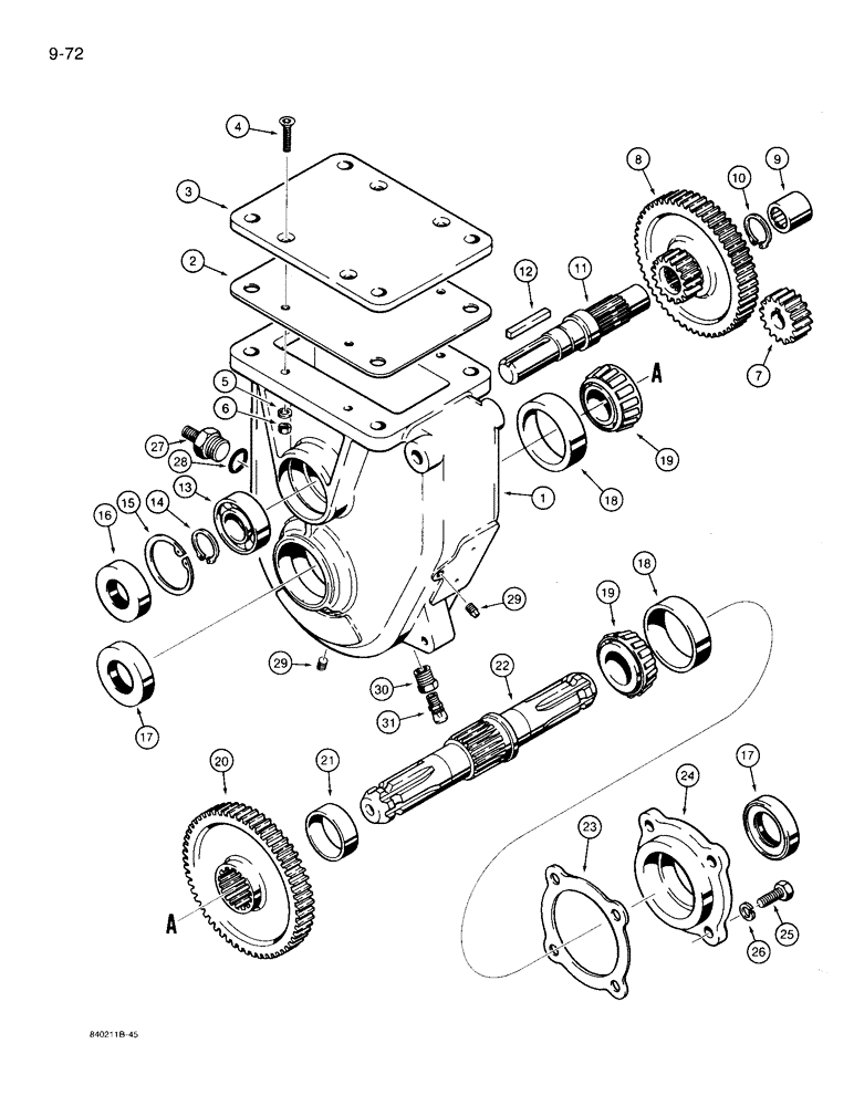 Схема запчастей Case 360 - (9-072) - HYDRA-BORER GEARBOX (09) - CHASSIS/ATTACHMENTS