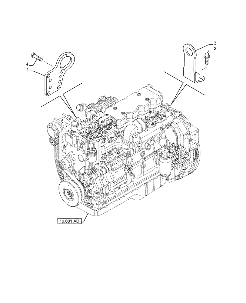 Схема запчастей Case F4HFE613F B004 - (10.001.AK) - ENGINE, HOOK (10) - ENGINE