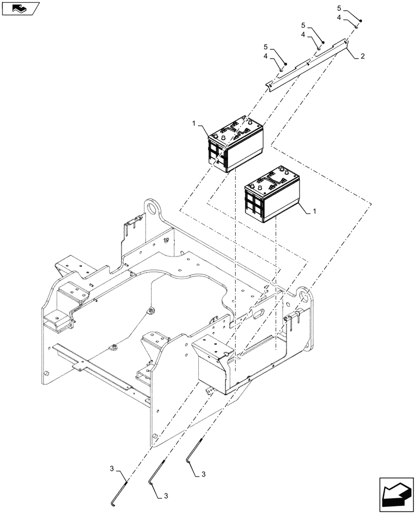 Схема запчастей Case 821G - (55.302.010) - VAR - 482444 - BATTERY INSTALLATION, STANDARD (55) - ELECTRICAL SYSTEMS