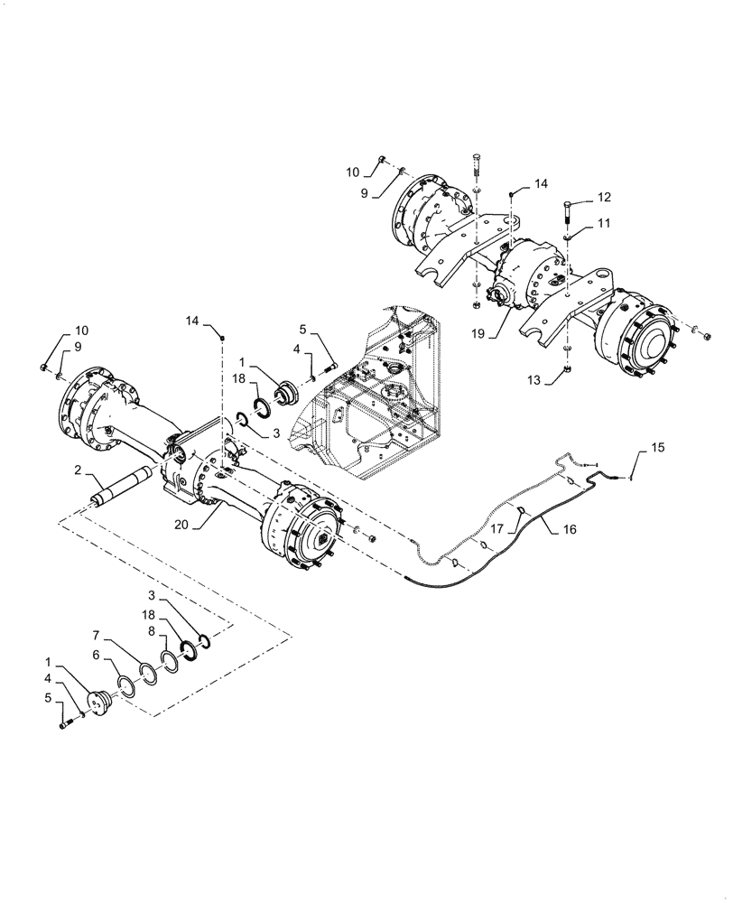 Схема запчастей Case 621G - (25.102.030) - VAR - 424235 - HEAVY DUTY FRONT AND REAR AXLE INSTALLATION (25) - FRONT AXLE SYSTEM