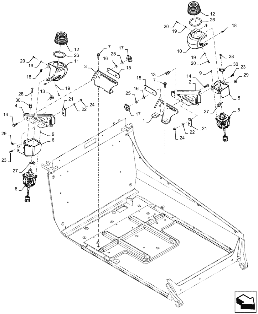 Схема запчастей Case SR160 - (55.512.CL[14]) - E-H CONTROLS, SUB HANDLES - AFTER 27-APR-2015 (55) - ELECTRICAL SYSTEMS