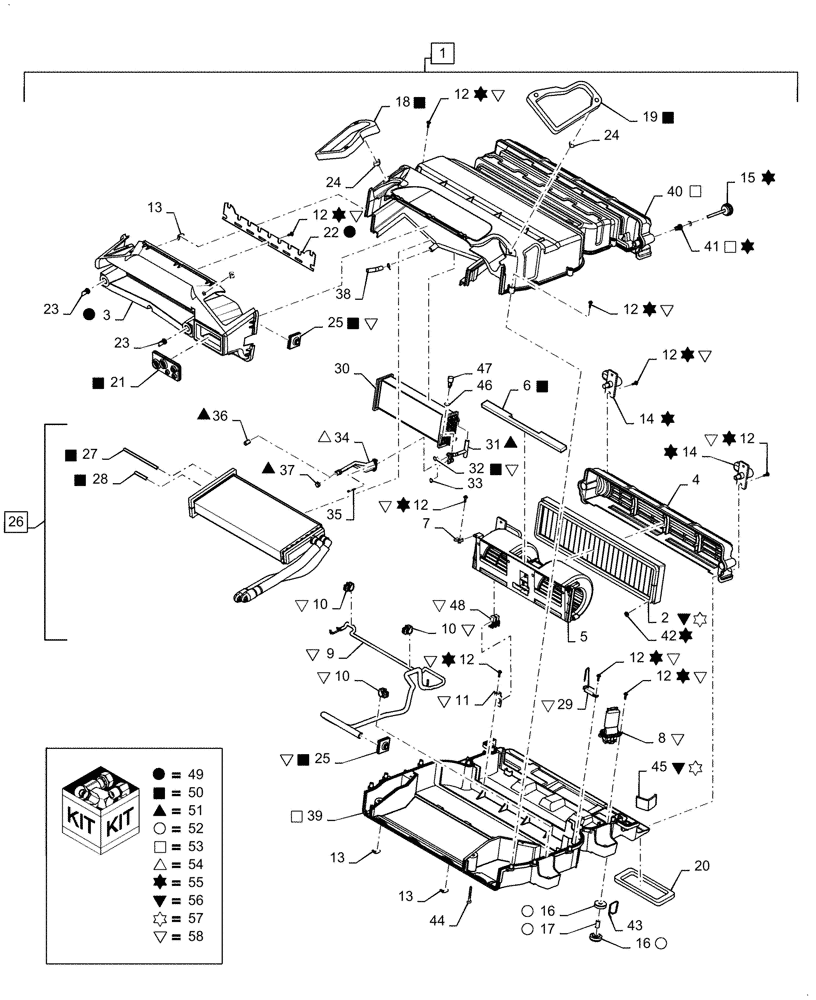 Схема запчастей Case SV340 - (50.200.020) - HVAC SYSTEM, DUCT ASSY (50) - CAB CLIMATE CONTROL